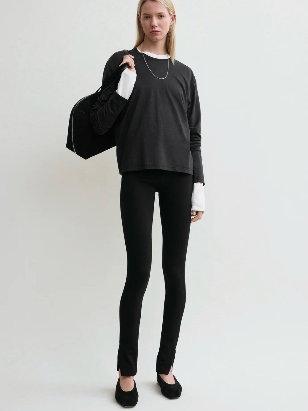 Toteme Black Zip-Slit Leggings